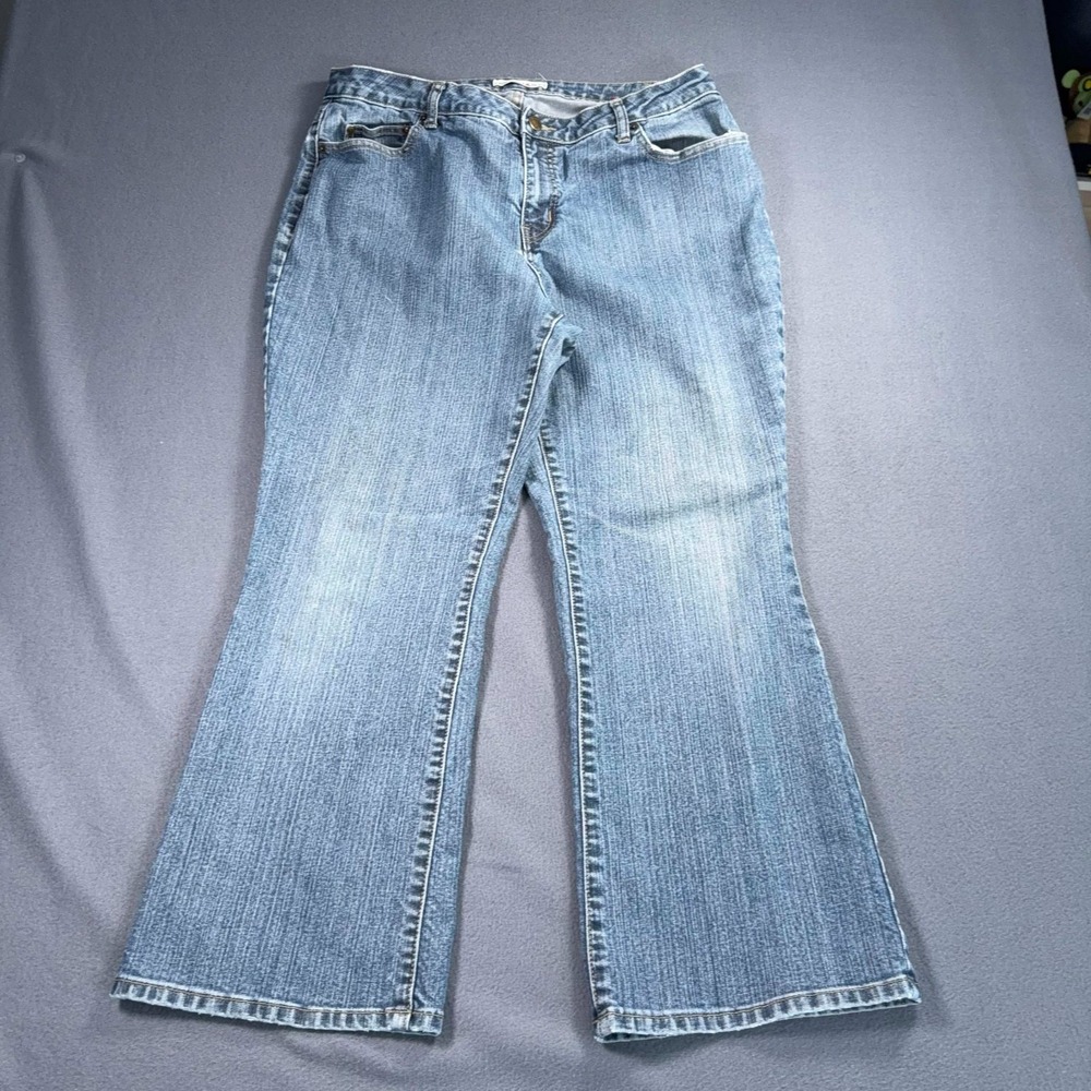 Fashion‎ Bug Womens 18P Flare Jeans Blue Denim Wide Leg 35x27 Y2K